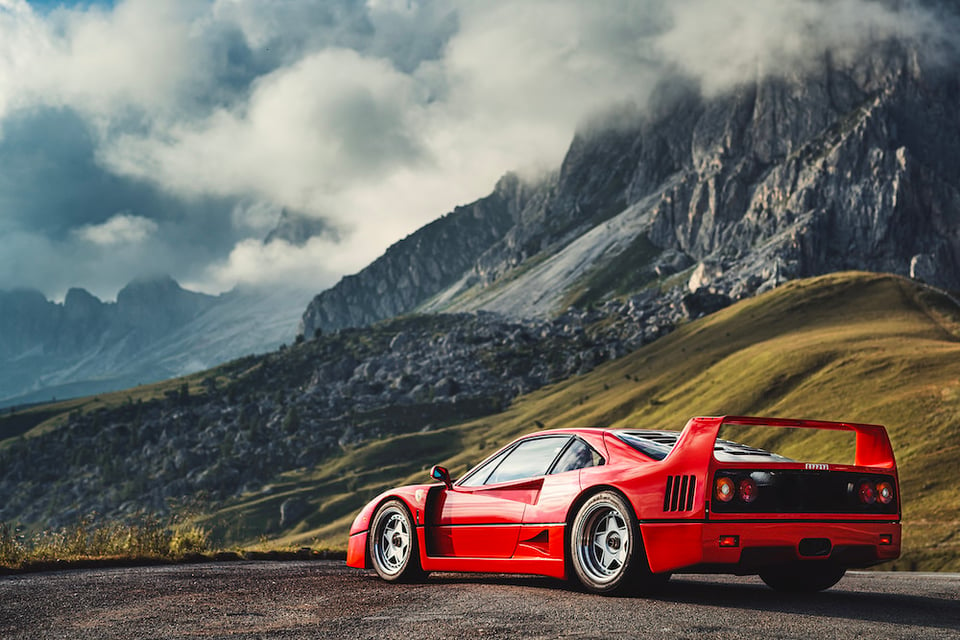 Ferrari F40 by mountains