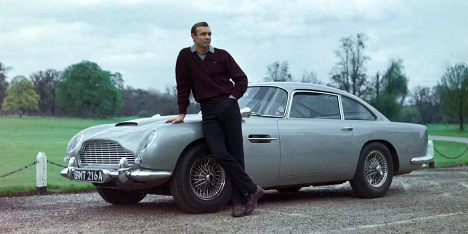 Sir Sean Connery with an Aston Martin DB5